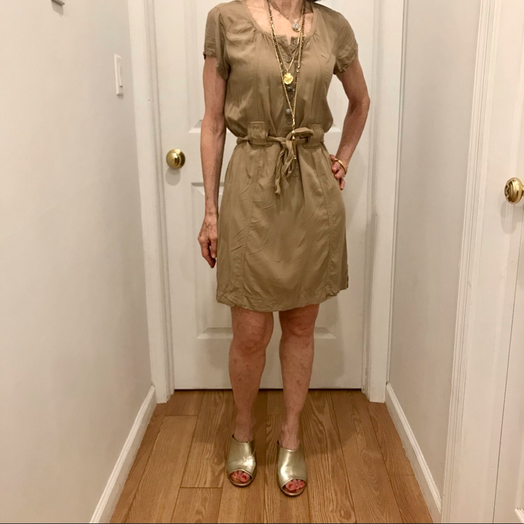 Gap Tan Panel Short Sleeve Buttoned Belted Dress. Size S. Euc